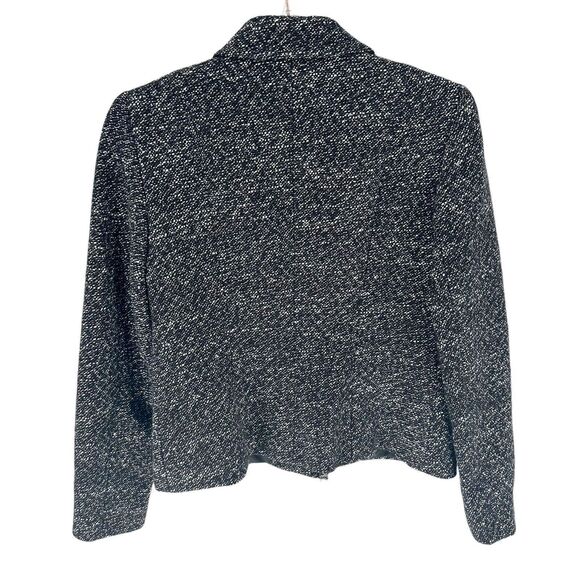 Lafayette 148 Blazer Women 2 Black White Tweed Snap Button Raw Hem Office Career - Picture 2 of 12